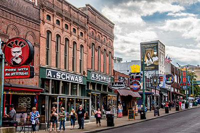 a downtown street scene, TN